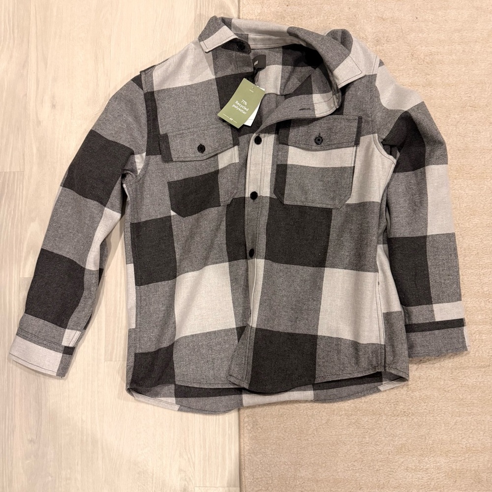NWT‎ H&M Grey Checkered Flannel Shirt Jacket